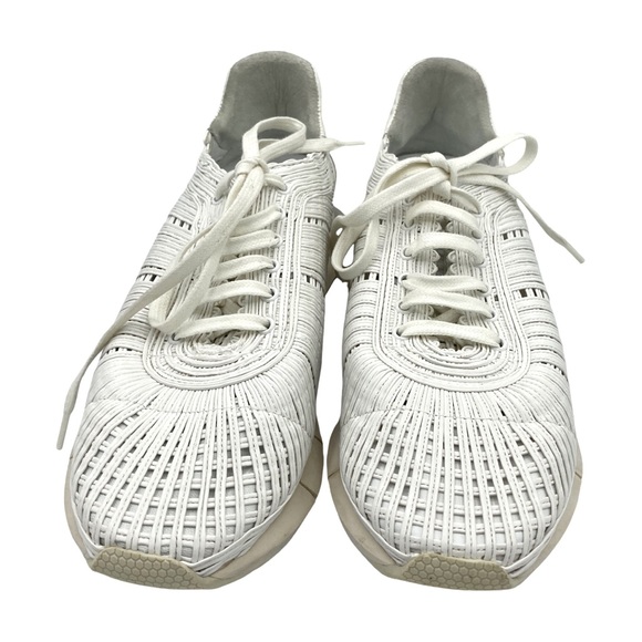 NWOB Manuel Barcelo Laval Napalin White Rafia Leather Sneakers Sz 41 = US 11 - Picture 2 of 9